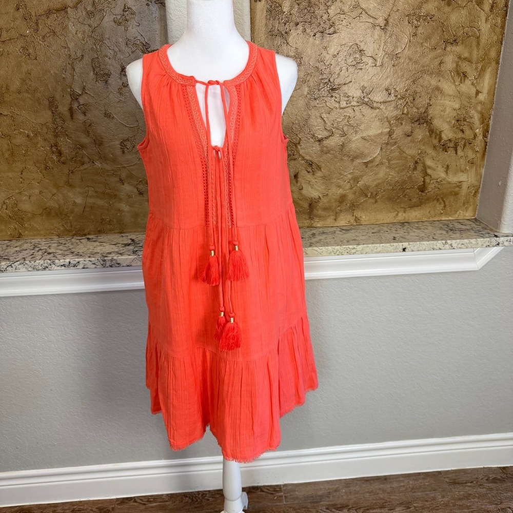 NWT Tommy Bahama Myknonos Textured Gauze Short‎ Dress Small Burnt Coral Cotton